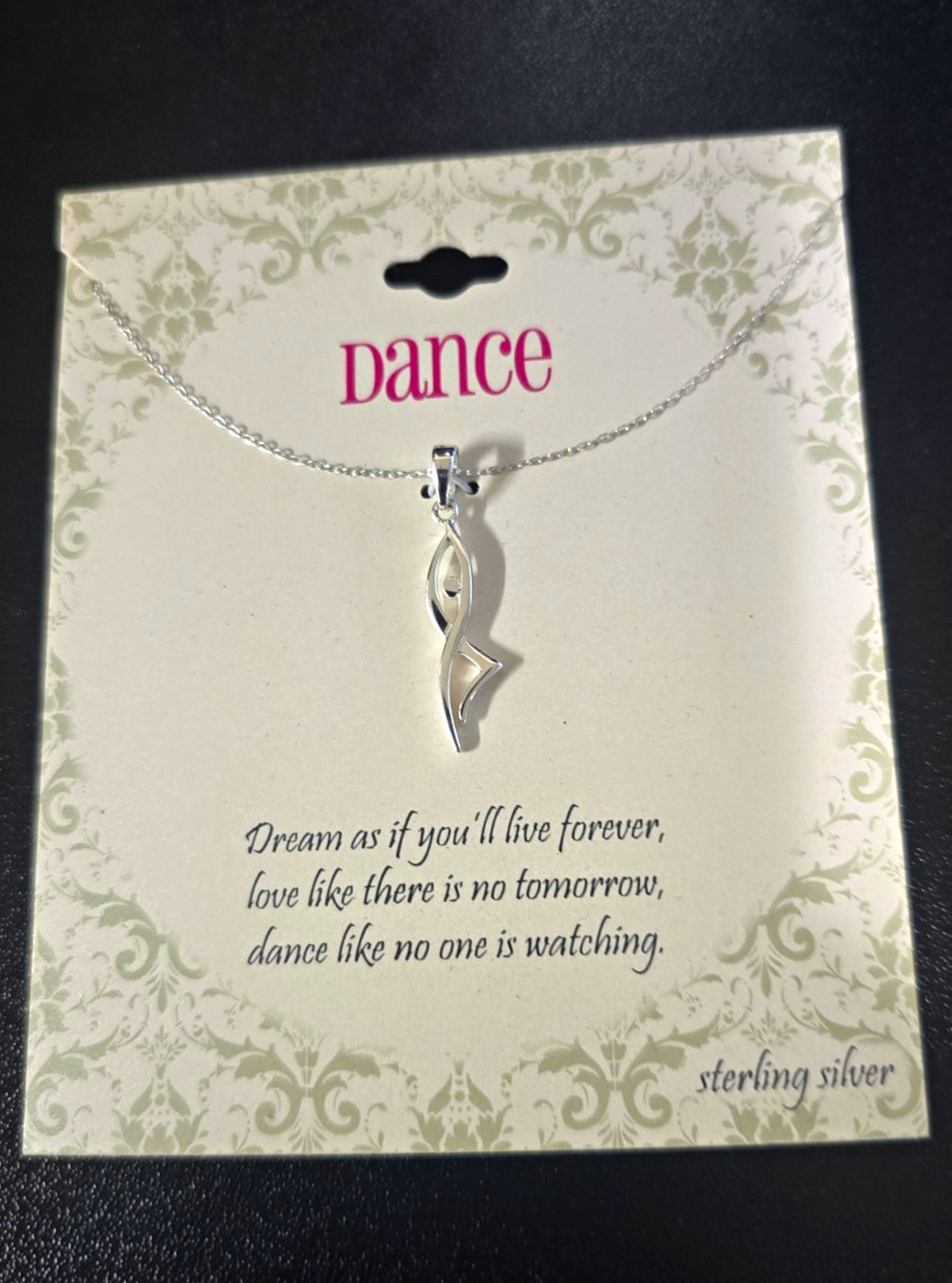Larock 925 Sterling Silver Dance Pendant Necklace Cable Chain Silver